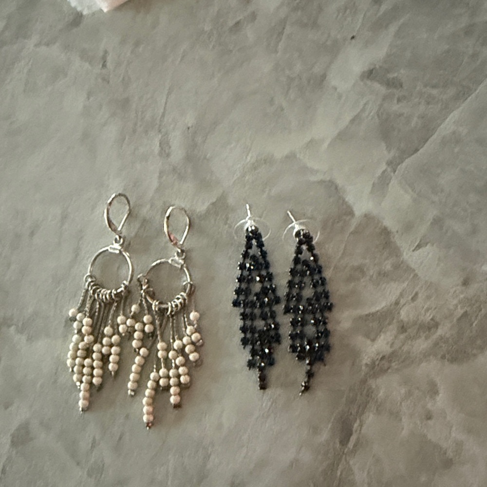 Black and White Dangle Earrings Set Bundle 4 Pairs - Picture 7 of 7